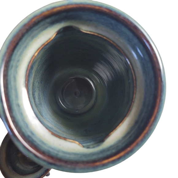 Set of 2 Handmade Pottery Mugs Ceramic Mugs Earth Tones With Lids - Picture 9 of 14